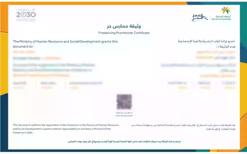 هؤلاء ممنوعون من استخراج وثيقة العمل الحر في السعودية 1445